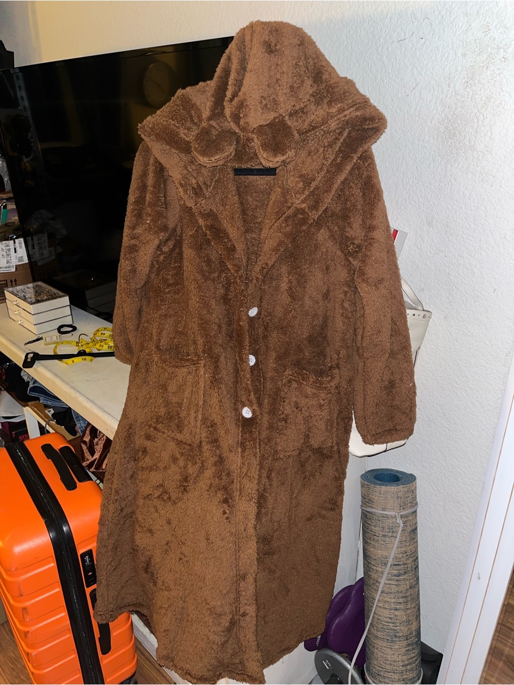 Never Worn SHEIN Brown Plush Hooded Teddy Robe